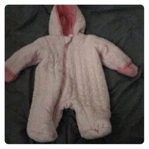 Newborn Baby winter zip up suit. Color light pink